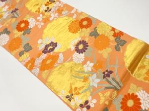 唐織雪輪に花々模様織出し袋帯